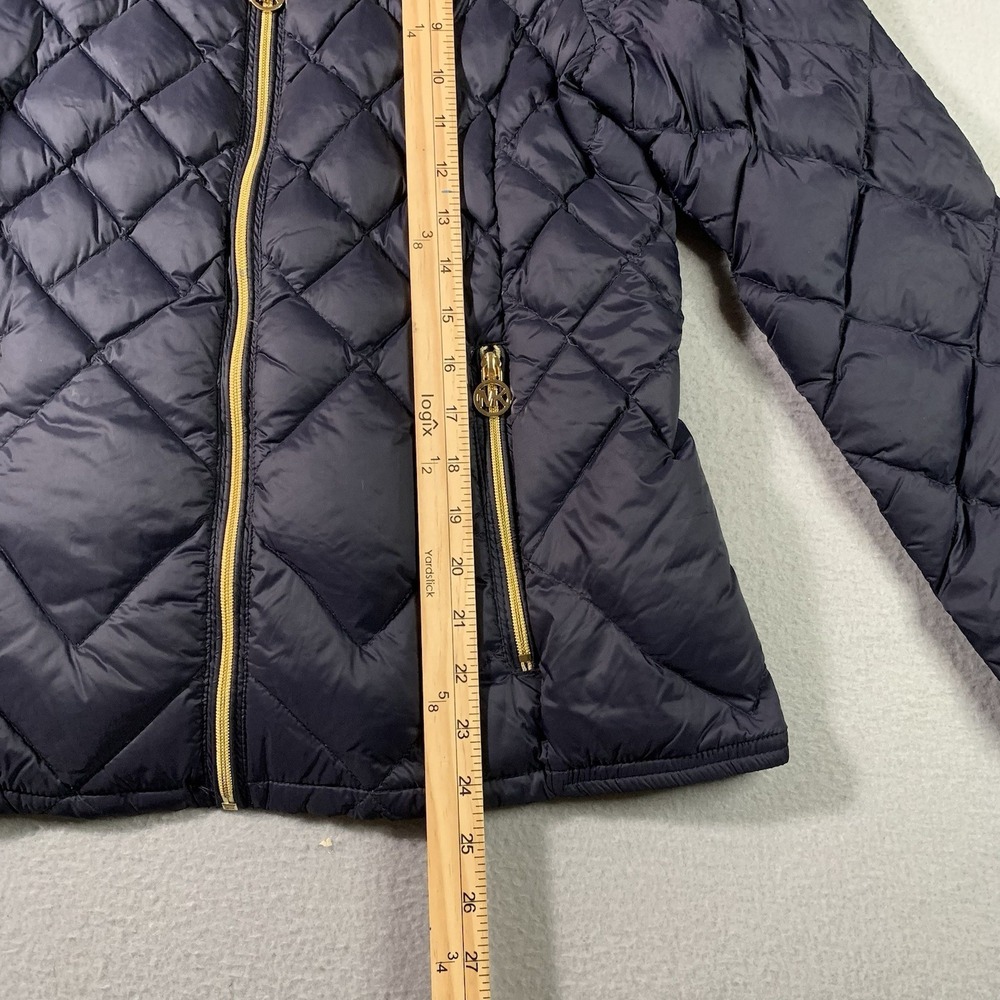 MICHAEL Michael Kors navy lightweight quilted down jacket gold logo zipper M - Picture 3 of 9